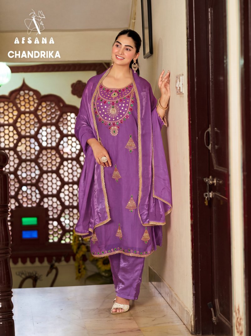 Chandrika By Afsana Fandy Satin Readymade Salwar Kameez 